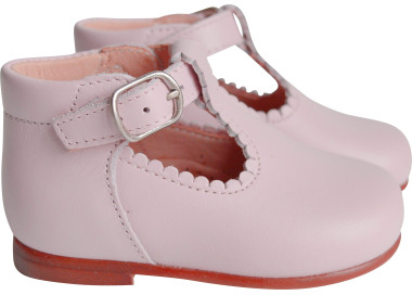 Chaussures ouvertes salomé bébés filles en cuir rose, excellent maintien